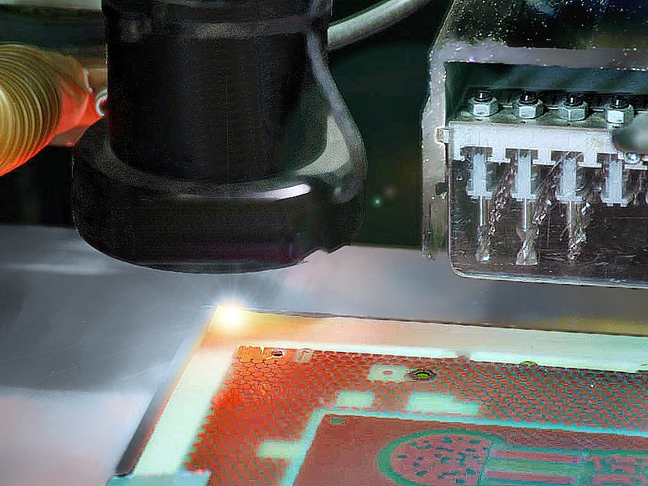 CCD-Kamera und Fräswerkzeuge der Schmoll-Fräsmaschine